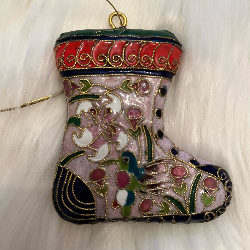 Enameled Cloisonné Stocking Ornament